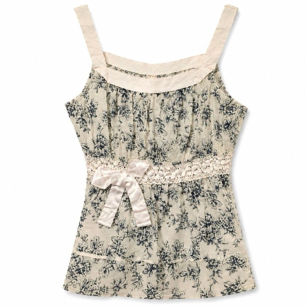 Toile Top Floral Sleeveless by Twill Twenty Two Anthropologie P/S